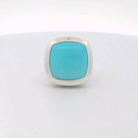 David Yurman Albion Sterling Large Turquoise Ring - Size 8 - Picture 1 of 4